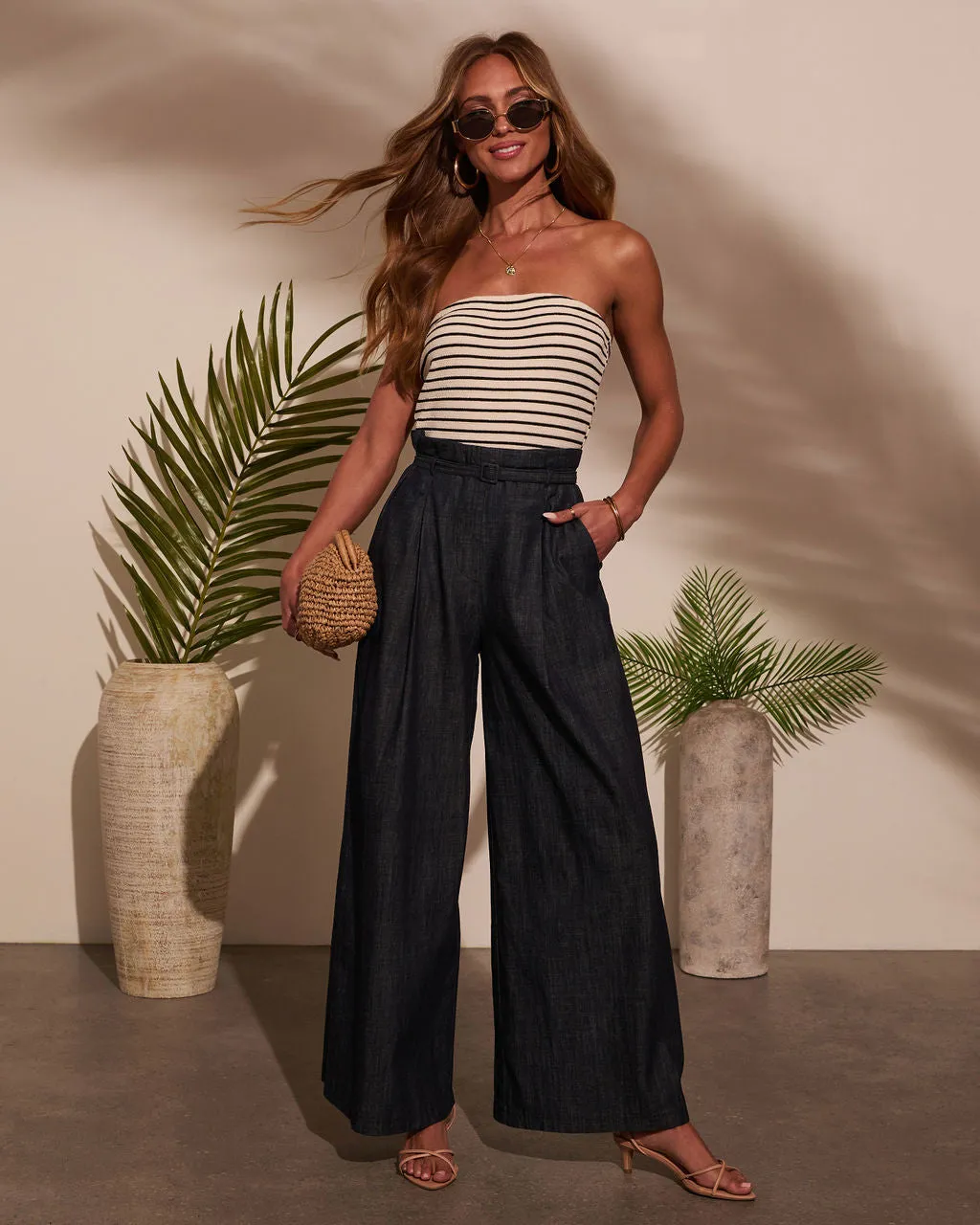 Jovanni Strapless Belted Jumpsuit sold by Vici