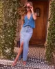 Kamora Denim Maxi Skirt sold by Vici