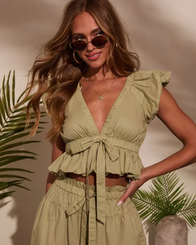 Fern Ruffle Peplum Top sold by Vici