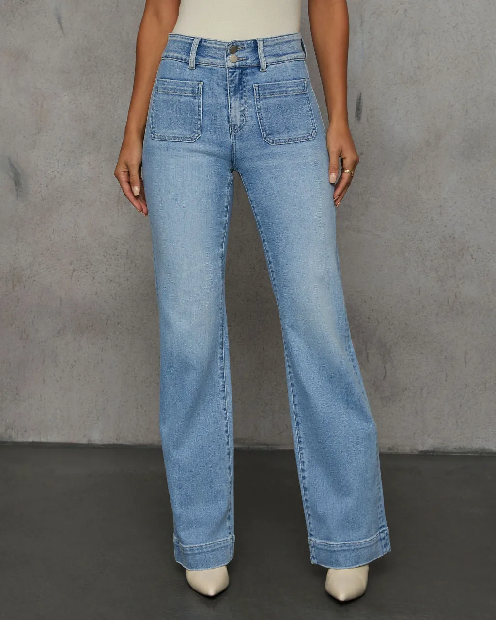Found You Here Stretch High Rise Wide Leg Jeans sold by Vici