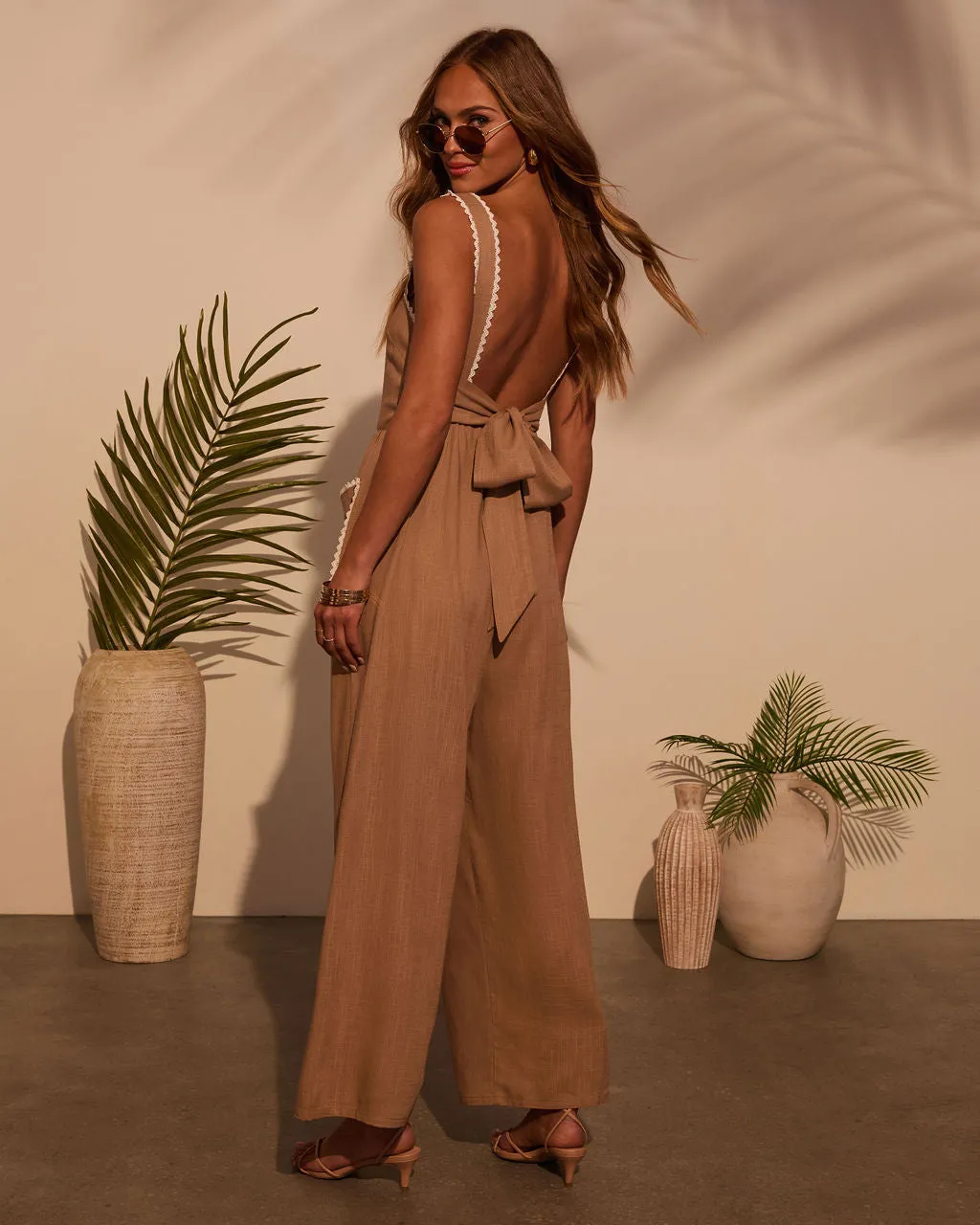 Bungalow Contrast Linen Jumpsuit sold by Vici product image thumbnail 4