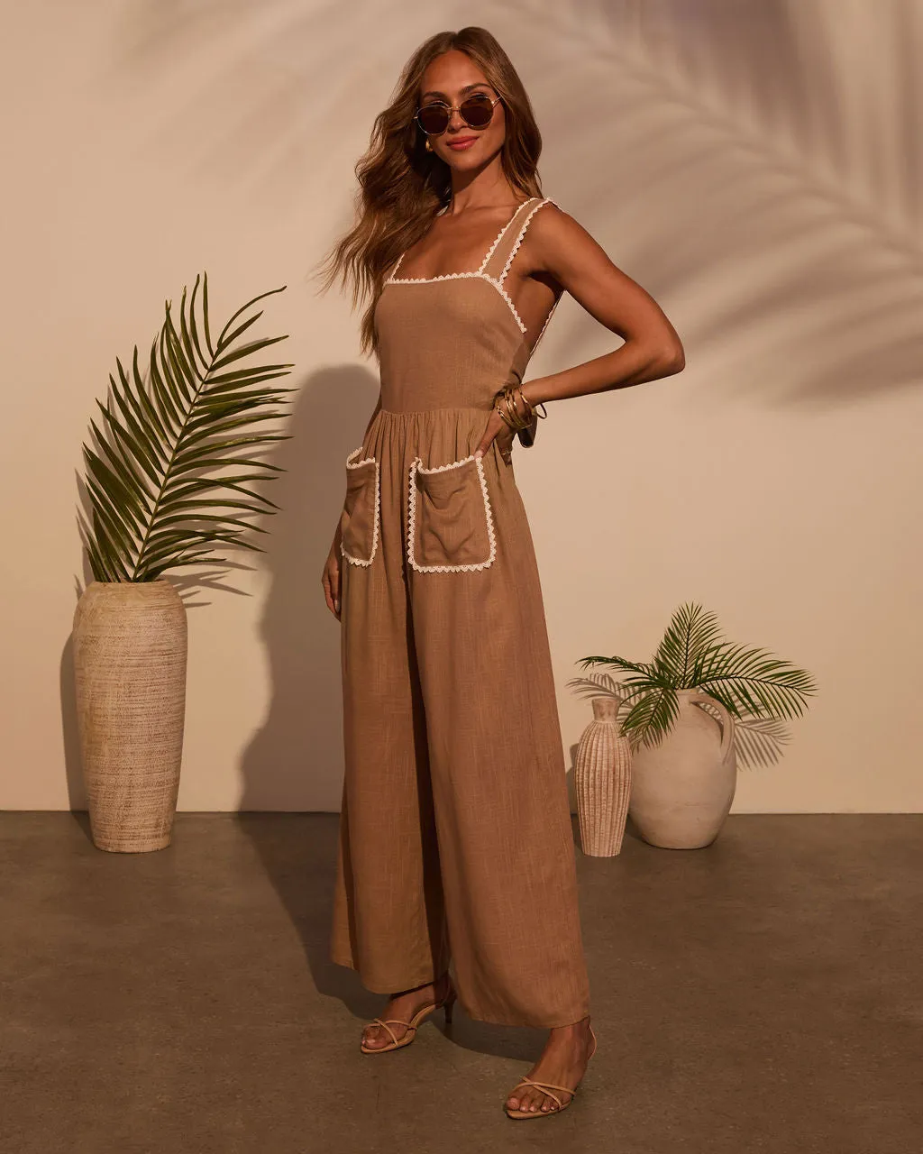 Bungalow Contrast Linen Jumpsuit sold by Vici product image thumbnail 3