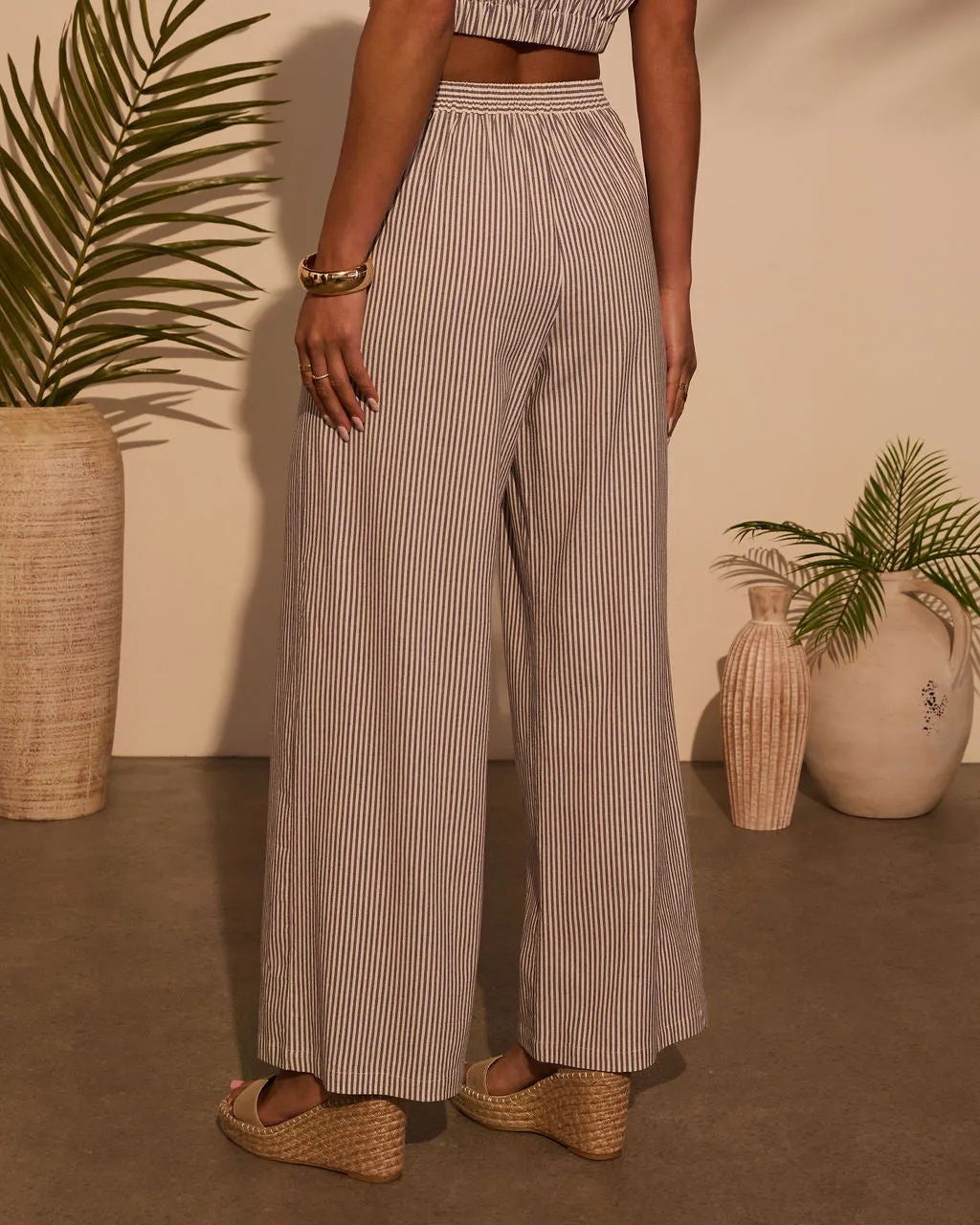 Weekend Trip Pinstripe Wide Leg Pants sold by Vici product image thumbnail 4