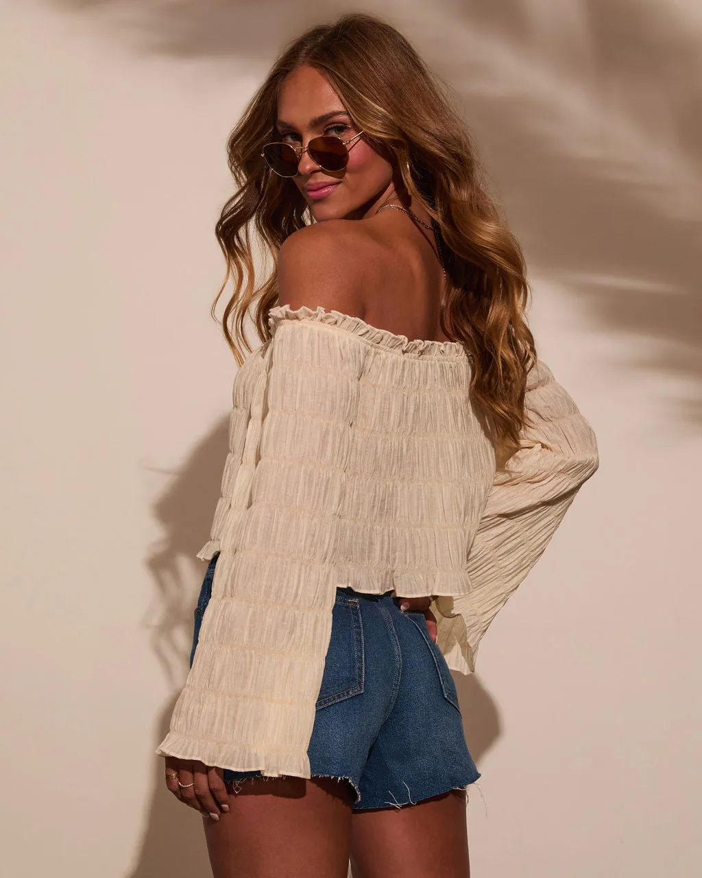 Gypsy Glow Smocked Off Shoulder Top sold by Vici product image thumbnail 4