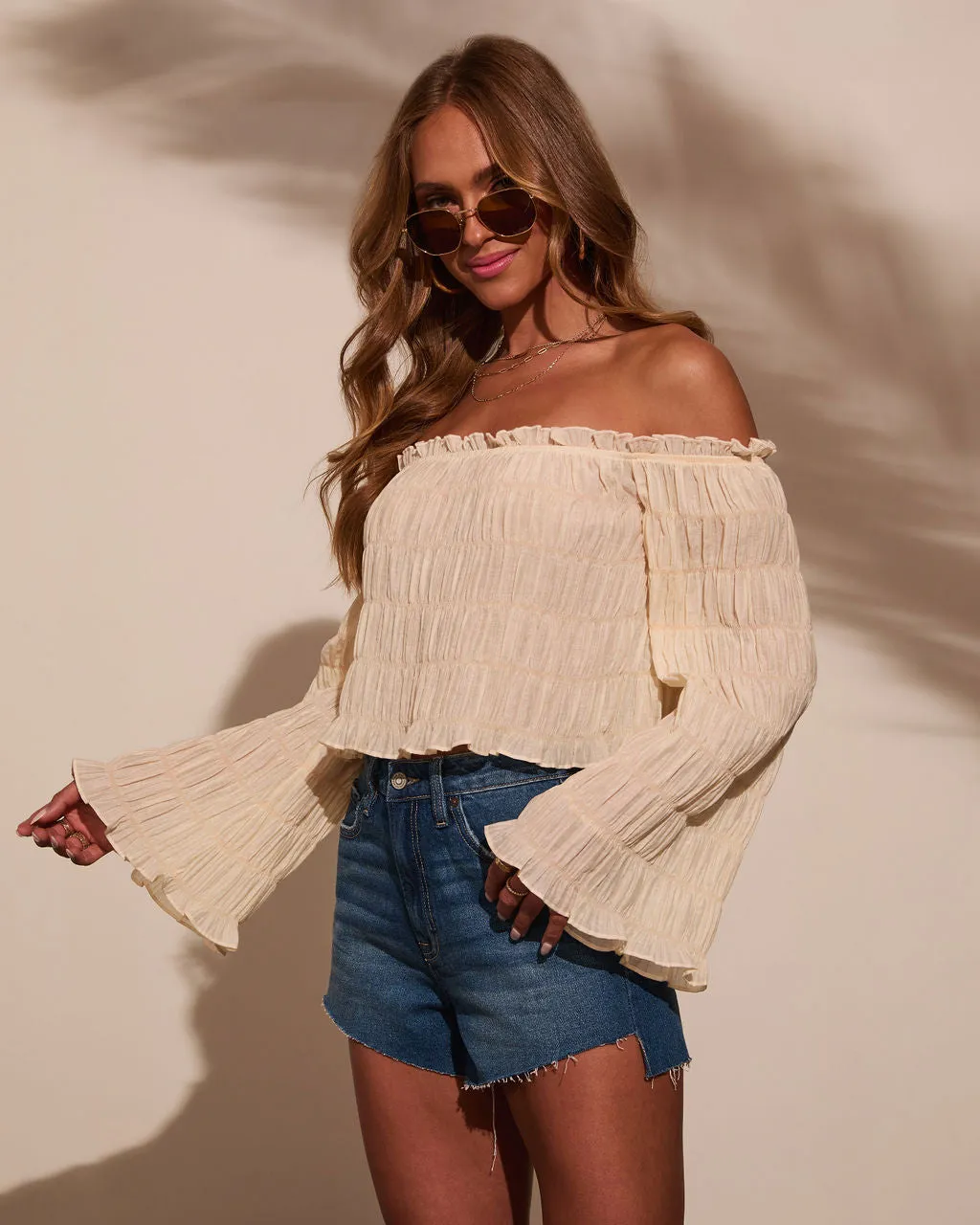 Gypsy Glow Smocked Off Shoulder Top sold by Vici product image thumbnail 3