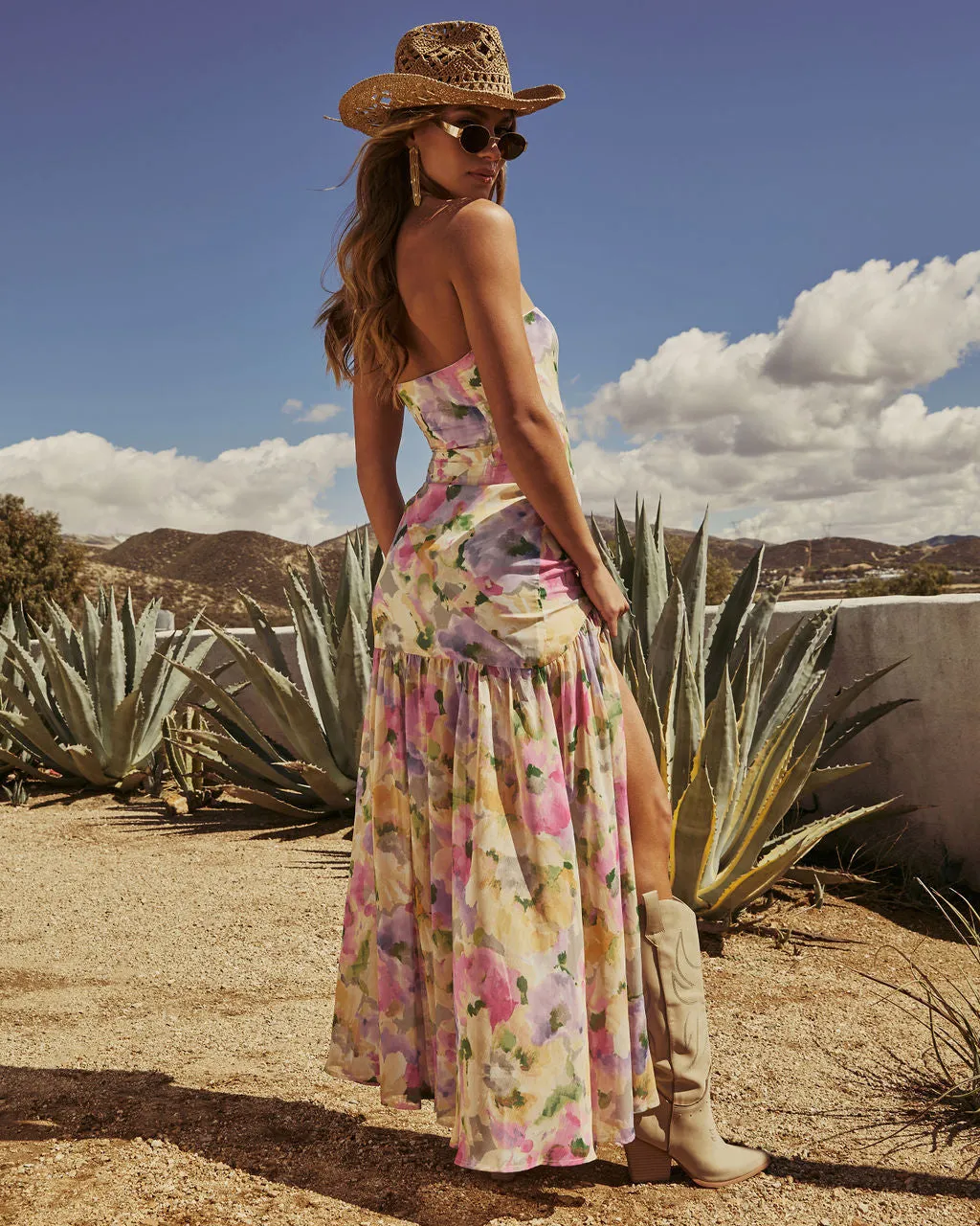 Estella Floral Strapless Maxi Dress sold by Vici product image thumbnail 4