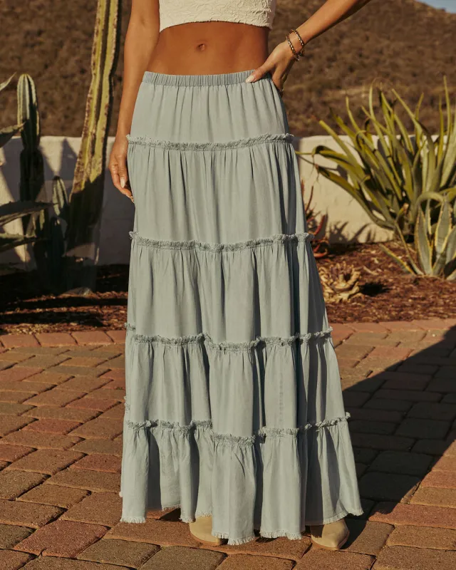 Sandie Tiered Chambray Maxi Skirt made by Vici