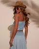 Briena Chambray One Shoulder Crop Top sold by Vici