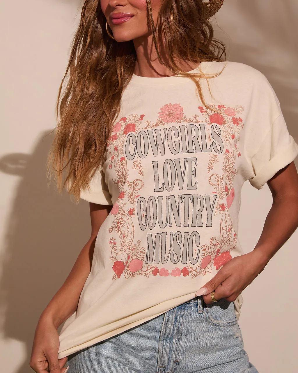 Cowgirls Love Country Music Short Sleeve Graphic Tee sold by Vici