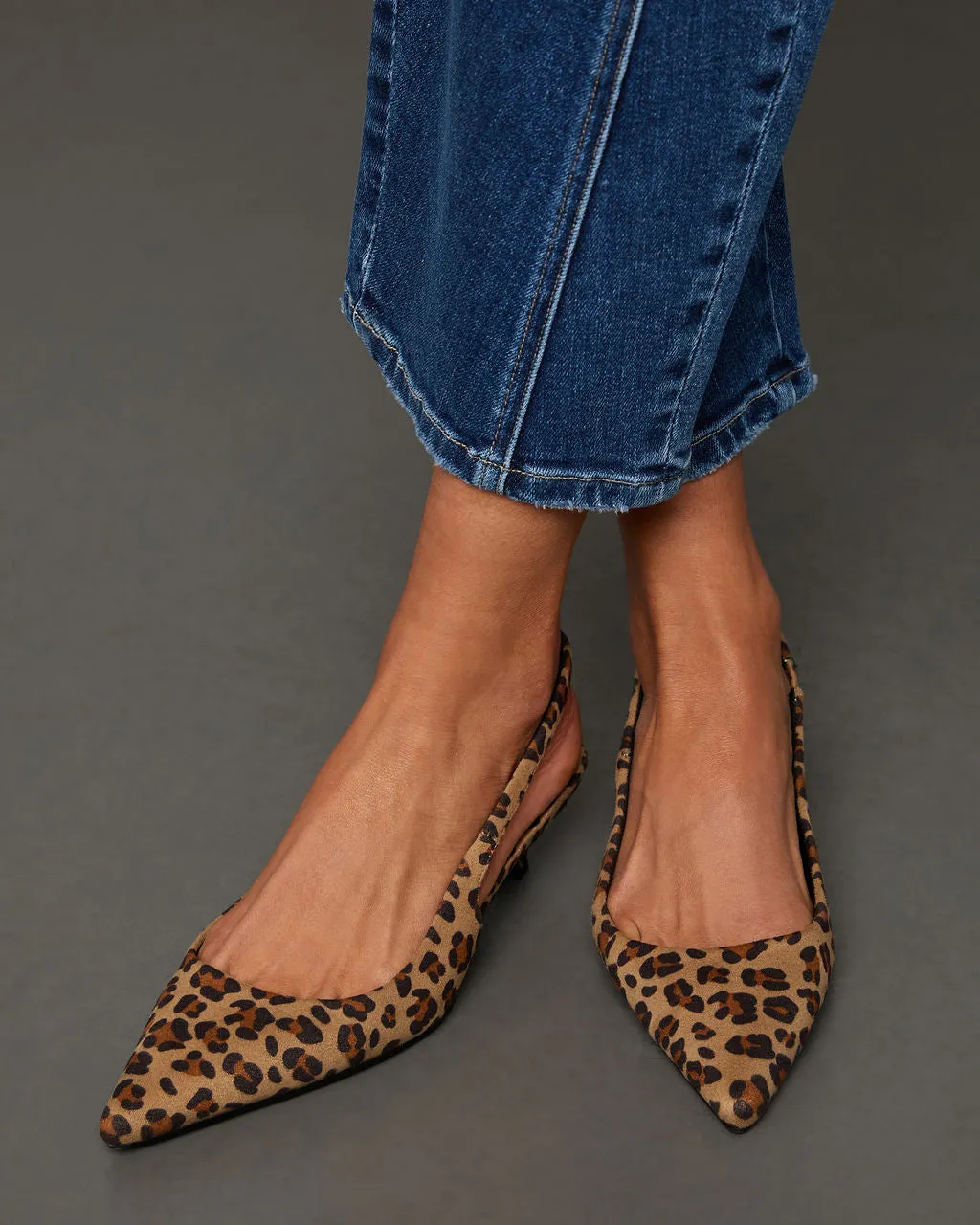 Chic Prowess Leopard Print Slingback Kitten Heels sold by Vici