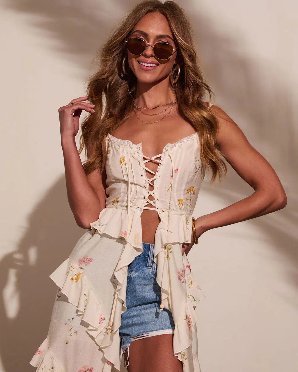 Lenia Ruffled Floral Tunic Top sold by Vici product image thumbnail 2