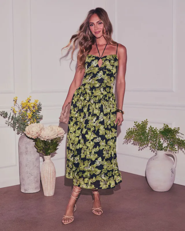Sasha Floral Halter Midi Dress sold by Vici