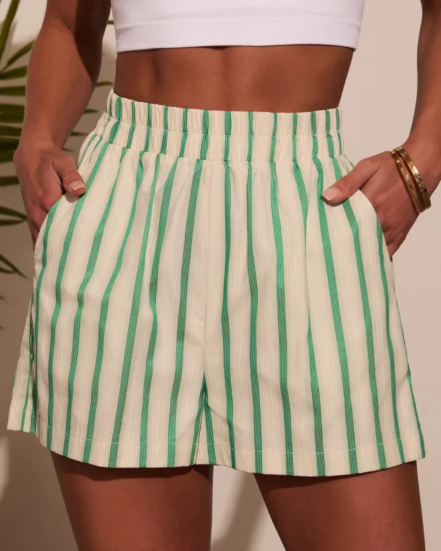 Peyton Striped Poplin Shorts made by Vici