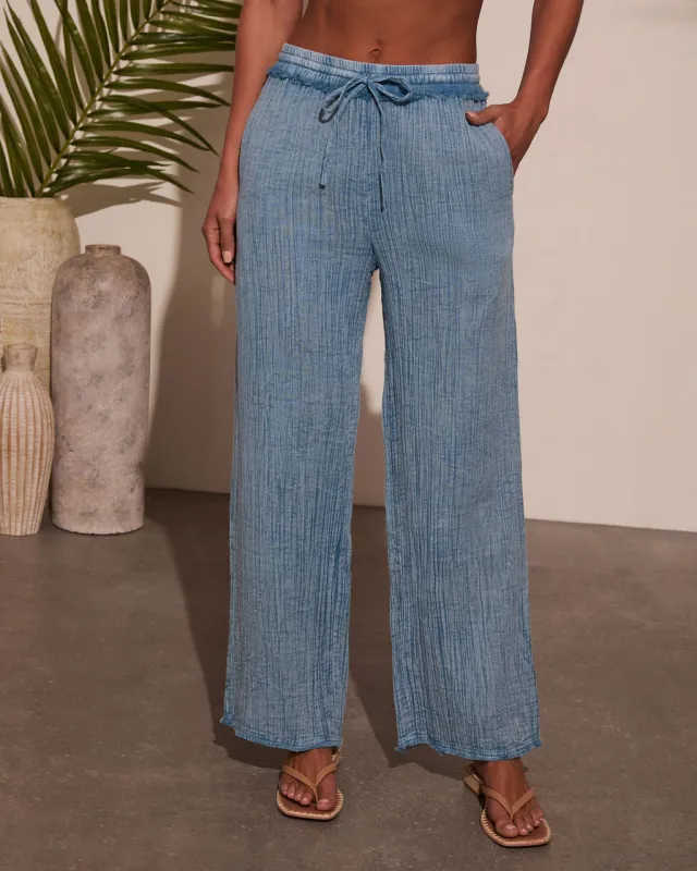 Francie Pleated Chambray Pants made by Vici