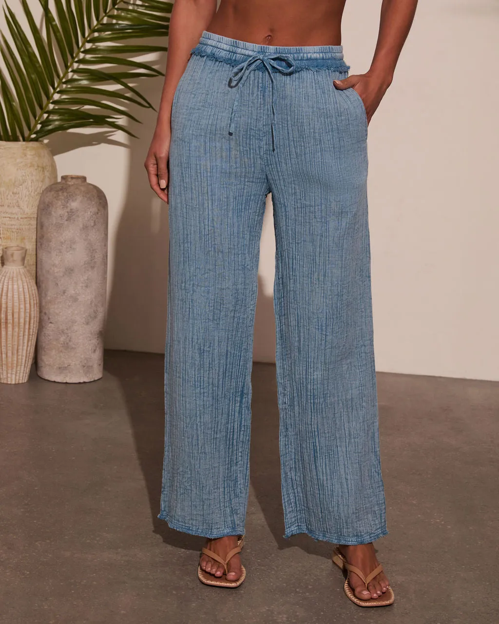 Francie Pleated Chambray Pants sold by Vici