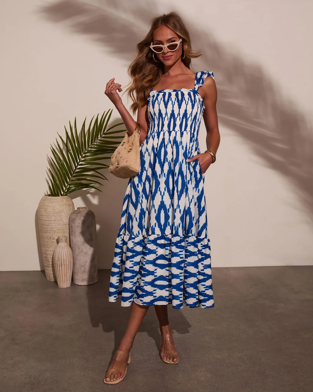Wander Away Abstract Midi Dress sold by Vici