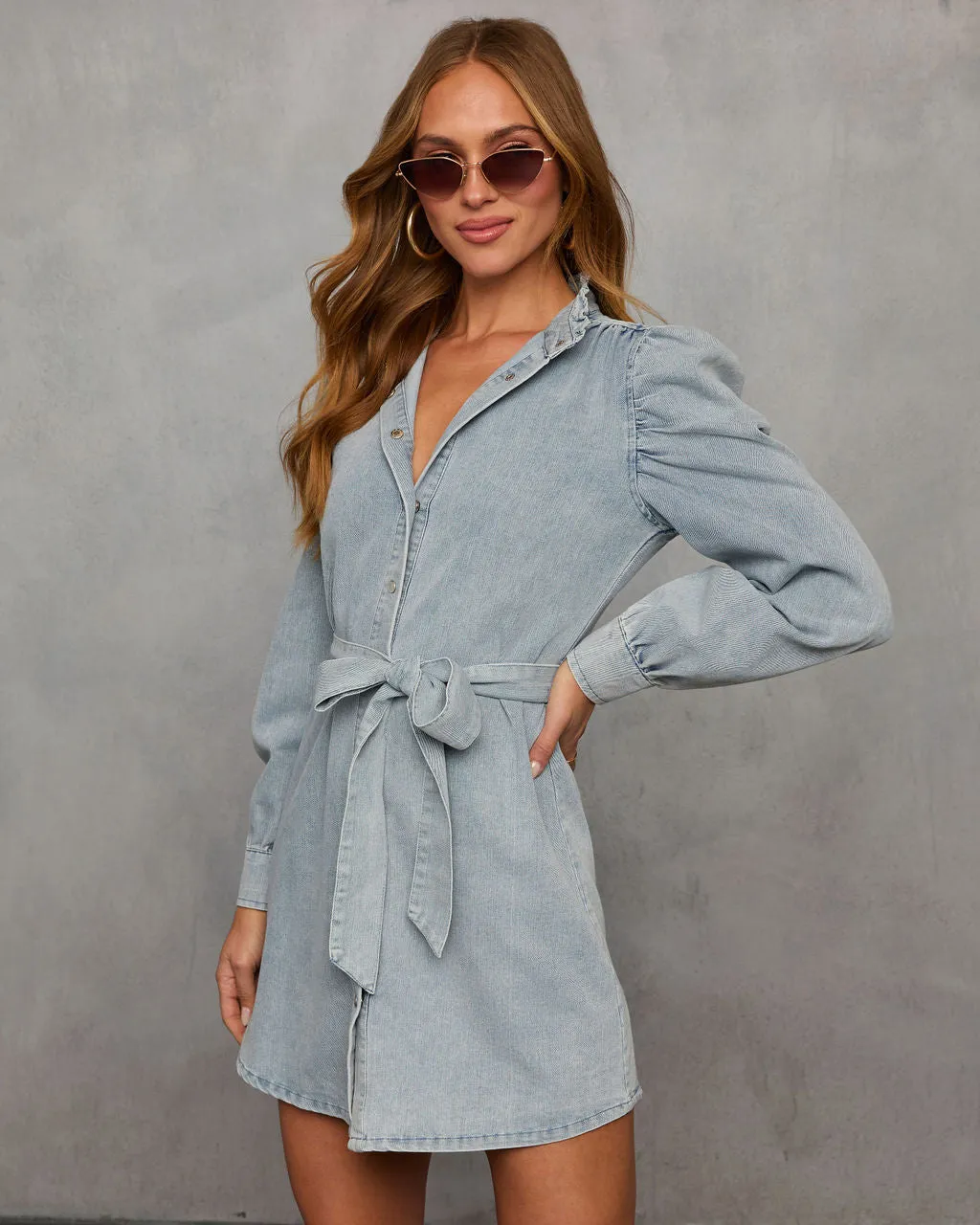 In Your Dreams Denim Mini Dress sold by Vici product image thumbnail 3