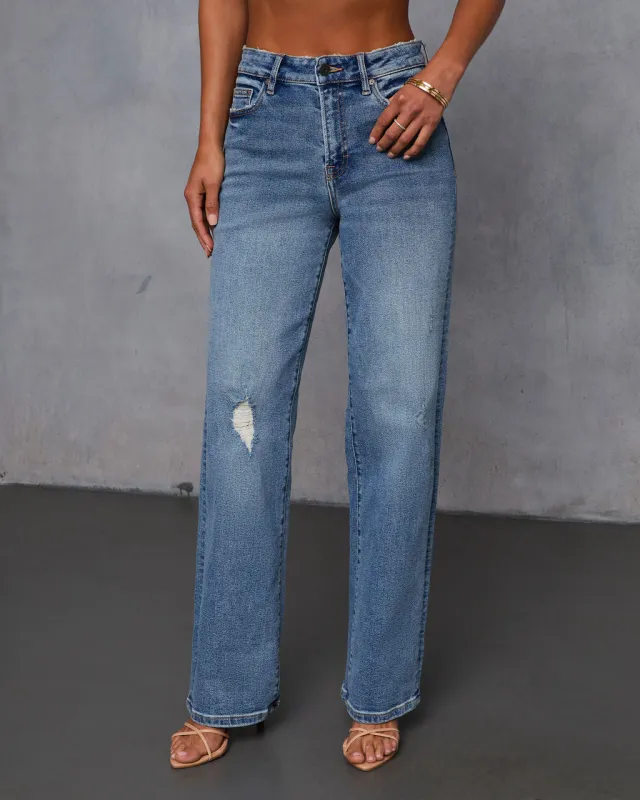 Karie Stretch Distressed Straight Leg Jeans made by Vici