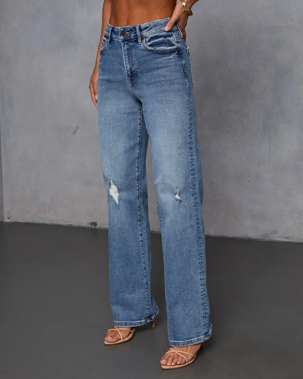 Karie Stretch Distressed Straight Leg Jeans sold by Vici product image thumbnail 3