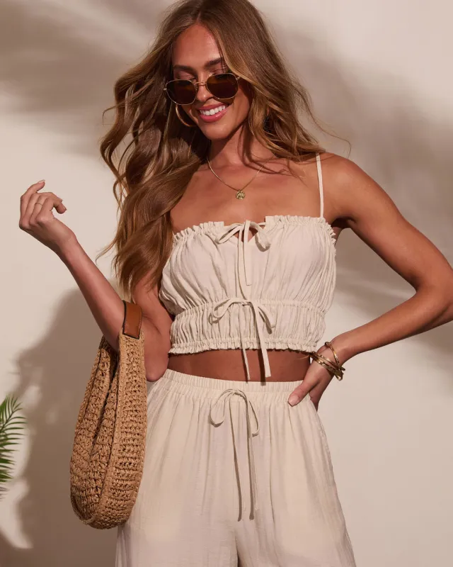 Pamella Pleated Front Tie Top sold by Vici