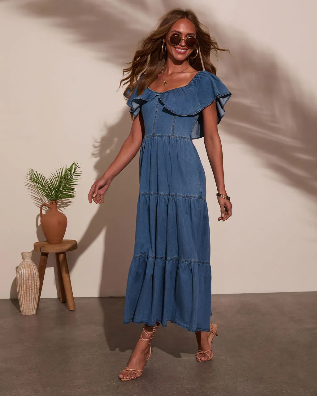 Penelope Chambray Midi Dress sold by Vici product image thumbnail 3