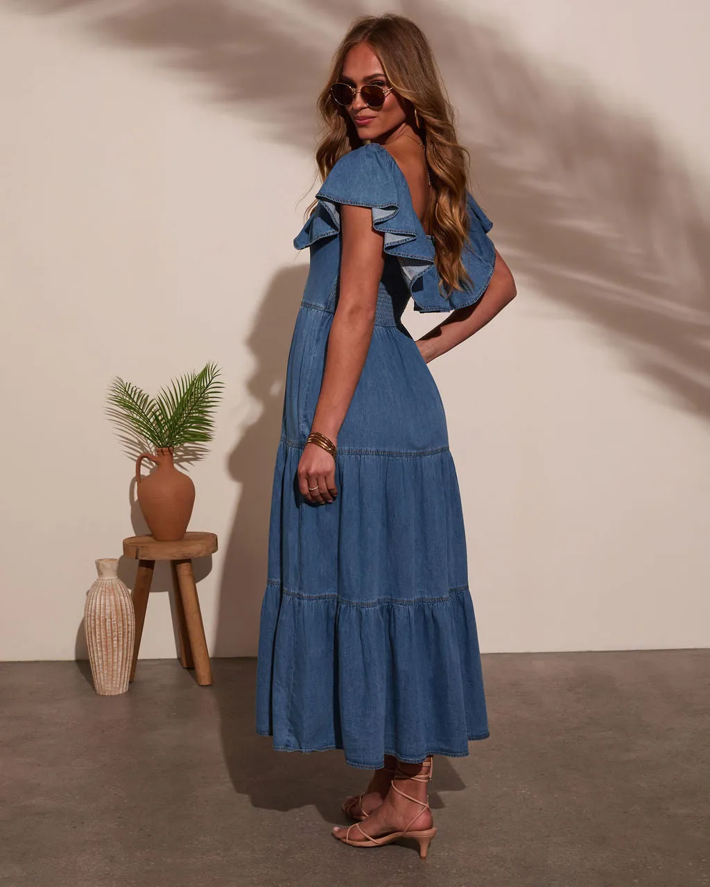 Penelope Chambray Midi Dress sold by Vici product image thumbnail 4