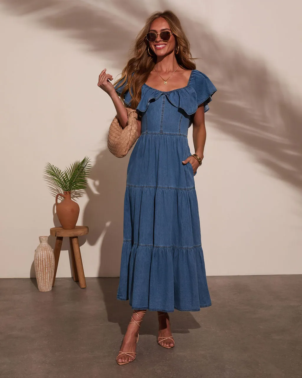 Penelope Chambray Midi Dress sold by Vici product image thumbnail 5