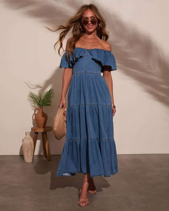 Penelope Chambray Midi Dress sold by Vici