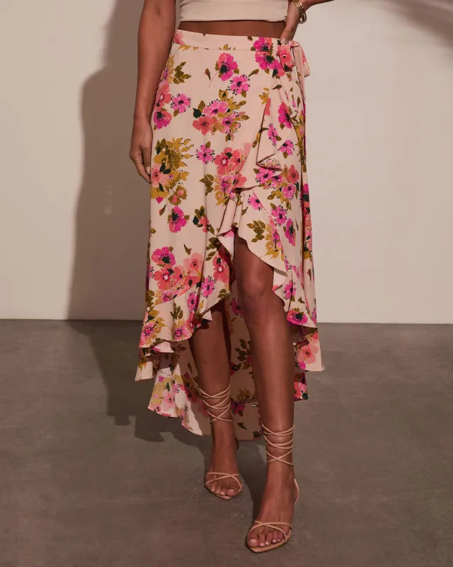Kemie Floral Wrap Midi Skirt sold by Vici