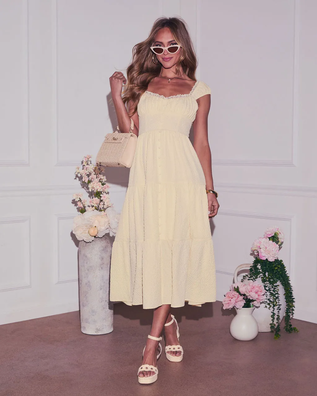 Zoella Tiered Ruffled Shoulders Maxi Dress sold by Vici product image thumbnail 5