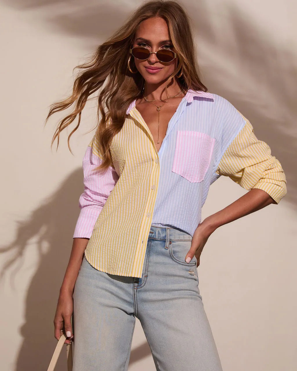 Westin Colorblock Button Down Top sold by Vici product image thumbnail 5