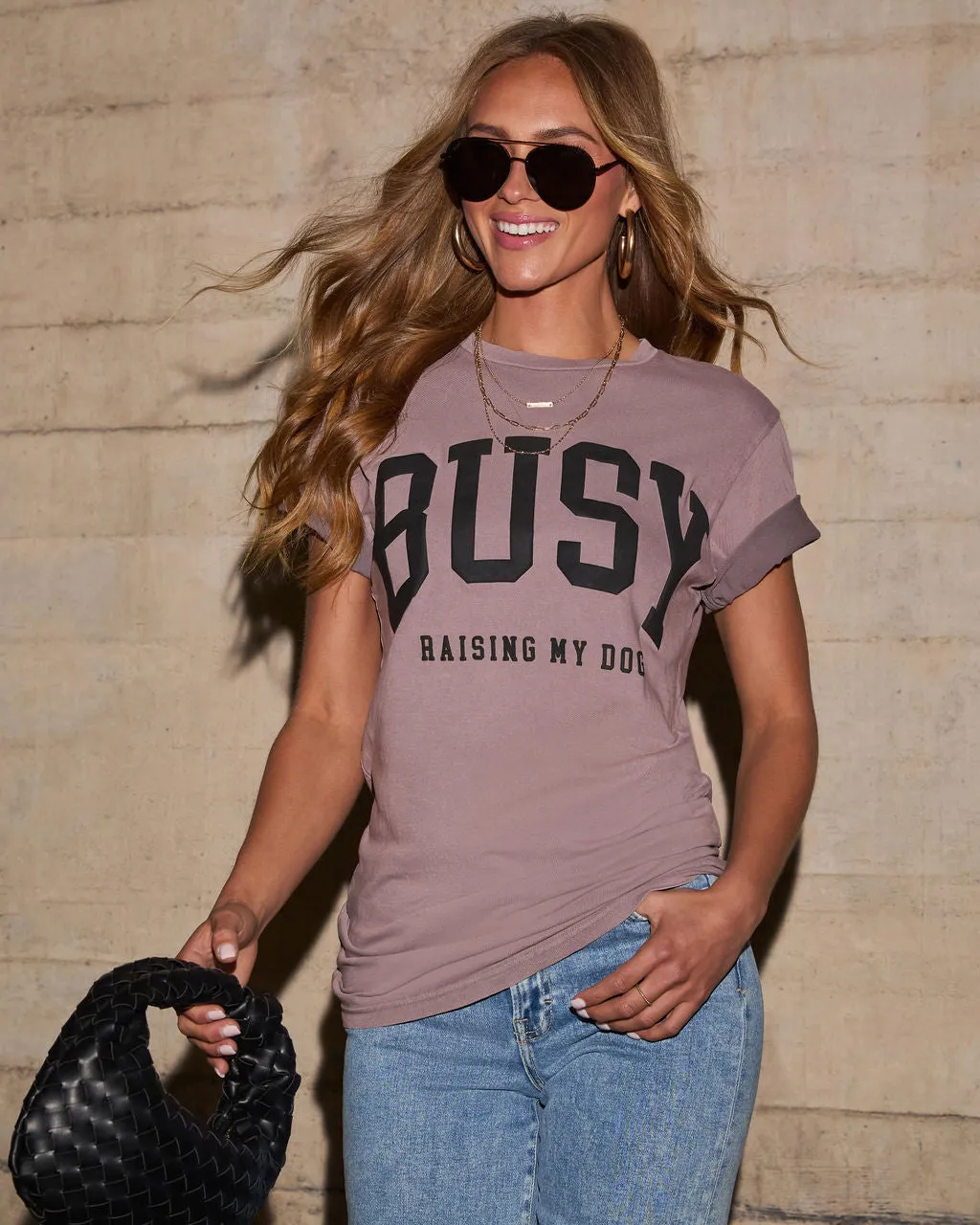 Busy Raising My Dog Short Sleeve Graphic Tee sold by Vici product image thumbnail 5