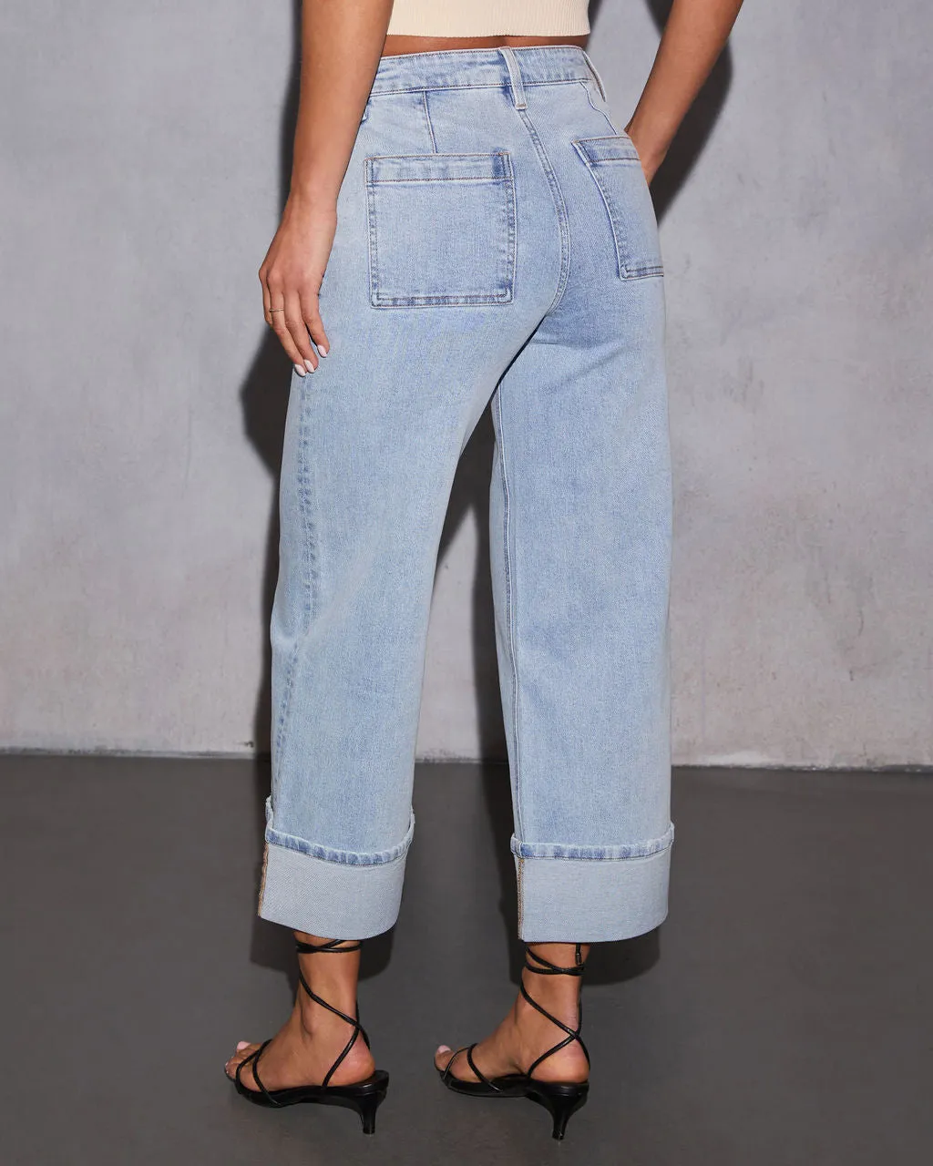 Naida Stretch Wide Leg Cuffed Jeans sold by Vici product image thumbnail 4