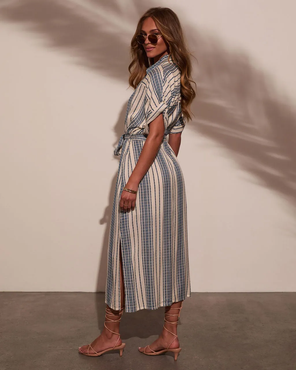 Falling Sun Striped Midi Shirt Dress sold by Vici product image thumbnail 4
