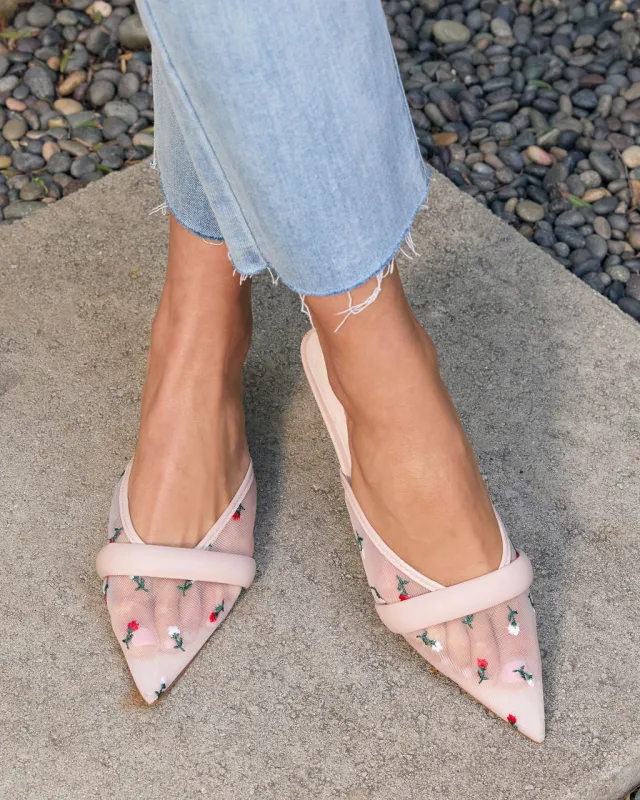 Ditzy Daisy Mesh Floral Kitten Mules sold by Vici