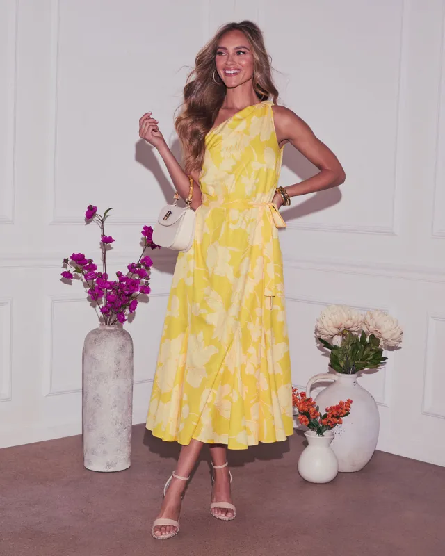 Toren Floral One Shoulder Maxi Dress sold by Vici
