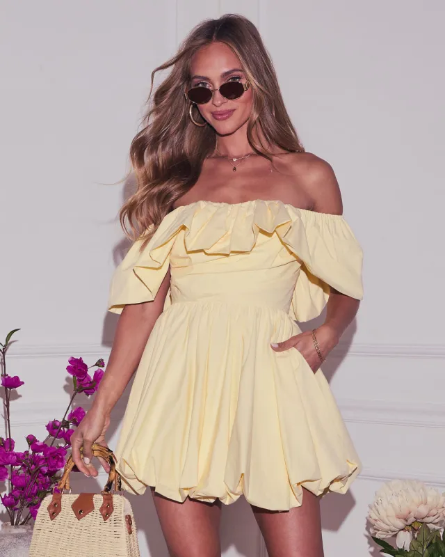 Portia Ruffle Off The Shoulder Mini Dress sold by Vici