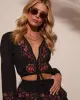 Trail of Flowers Floral Front Tie Crop Top sold by Vici