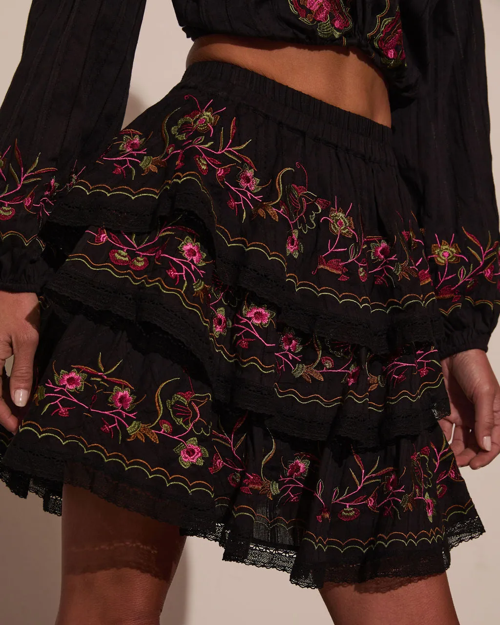 Trail of Flowers Tiered Floral Mini Skirt sold by Vici product image thumbnail 3