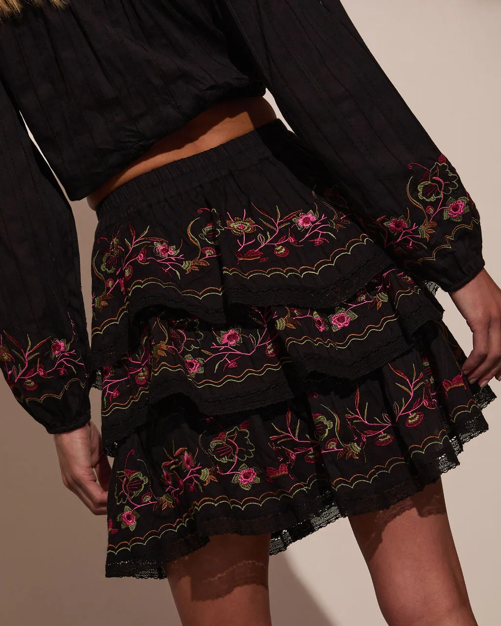 Trail of Flowers Tiered Floral Mini Skirt sold by Vici product image thumbnail 4