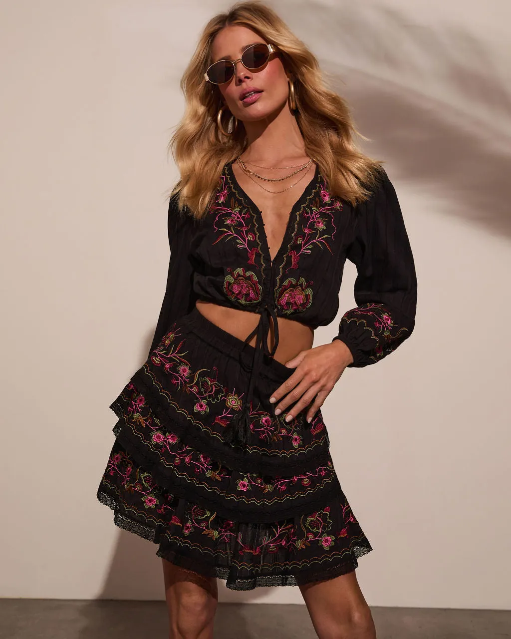 Trail of Flowers Tiered Floral Mini Skirt sold by Vici product image thumbnail 5