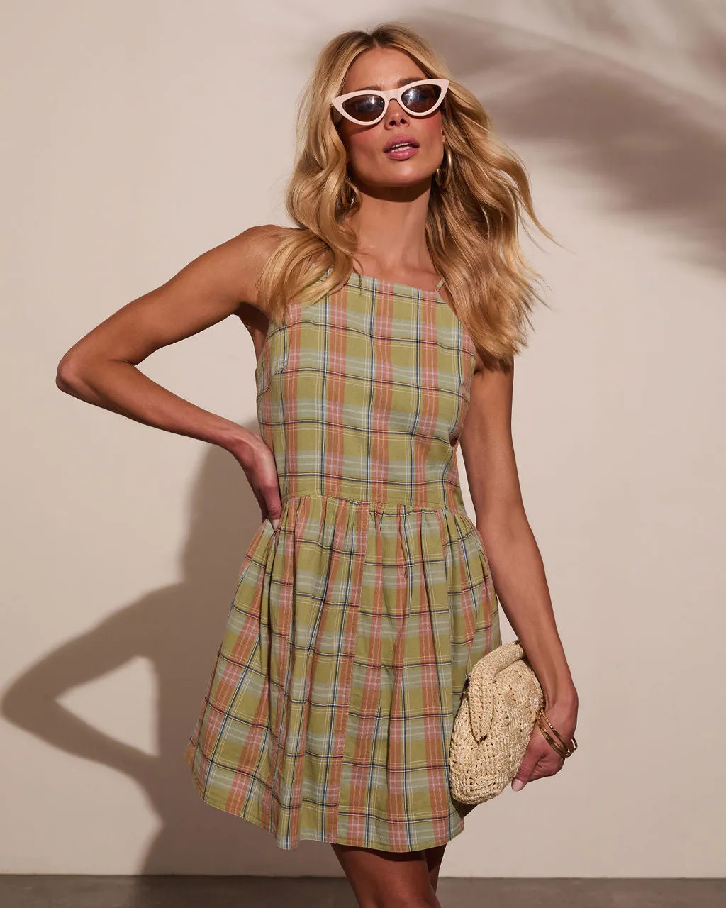 Marbella Plaid Mini Dress sold by Vici product image thumbnail 2