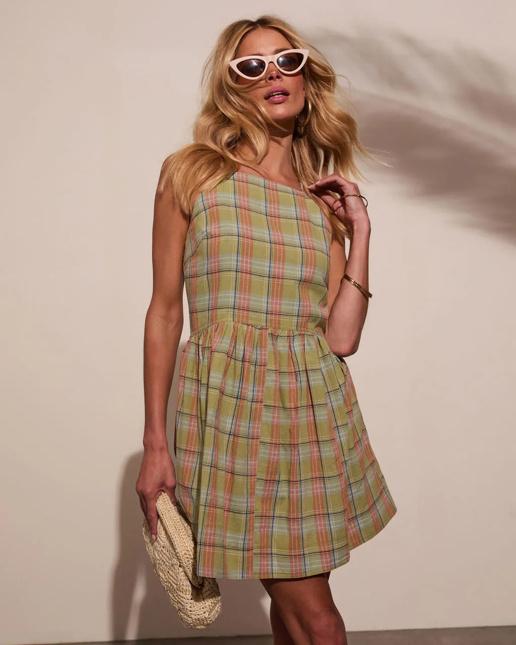 Marbella Plaid Mini Dress sold by Vici product image thumbnail 5