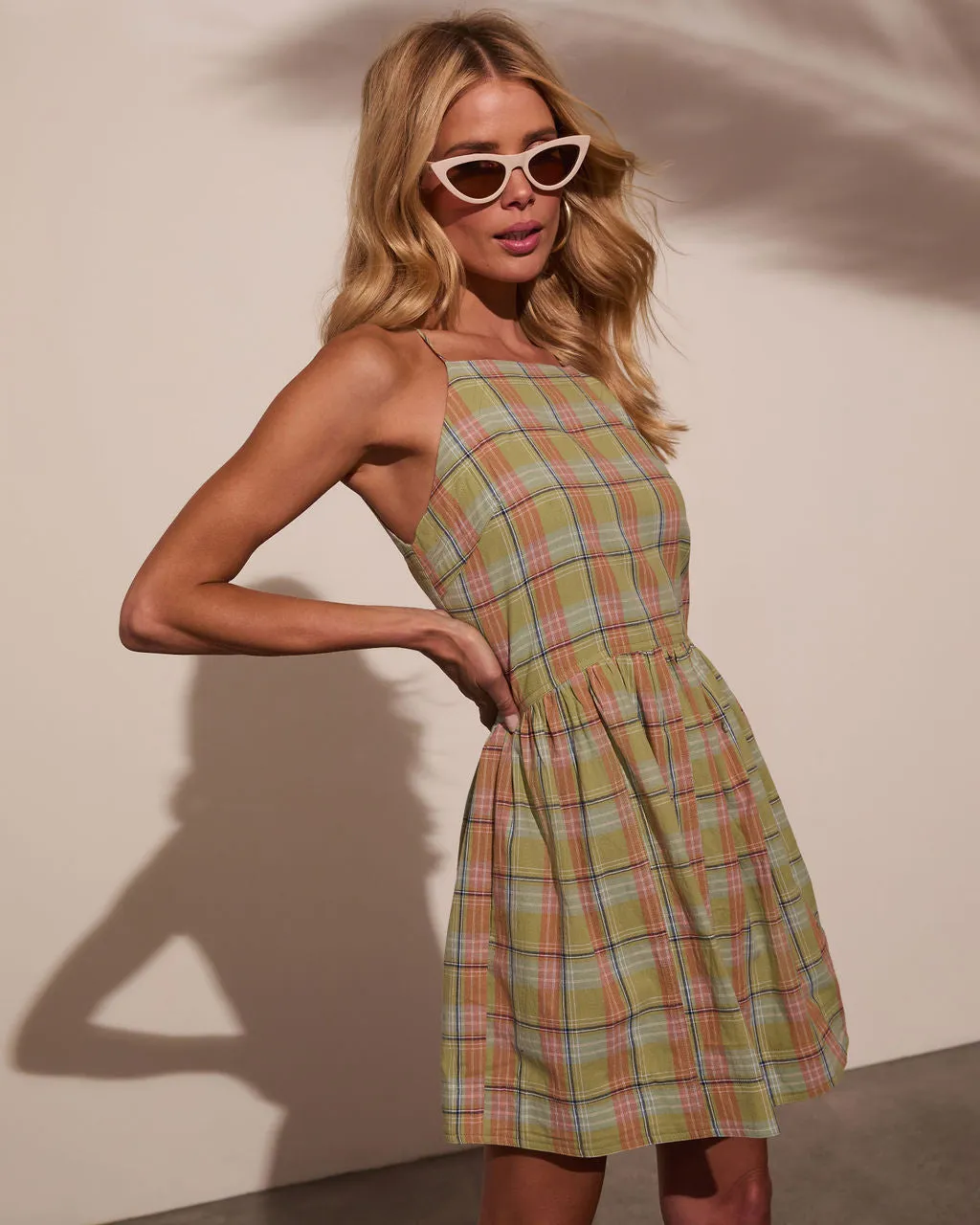 Marbella Plaid Mini Dress sold by Vici product image thumbnail 3