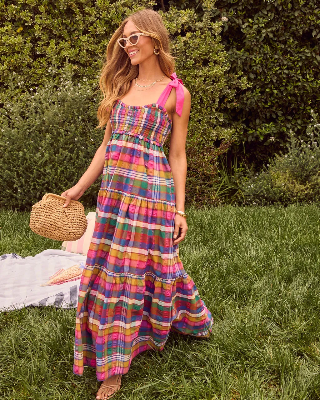 Izie Plaid Tiered Maxi Dress sold by Vici product image thumbnail 3