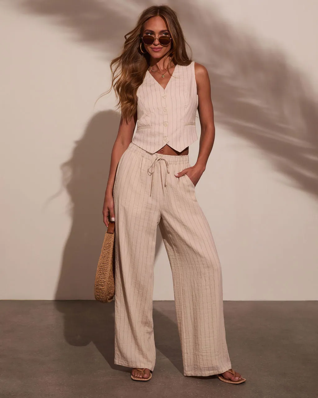 Hazel Pinstripe Wide Leg Pants sold by Vici product image thumbnail 2