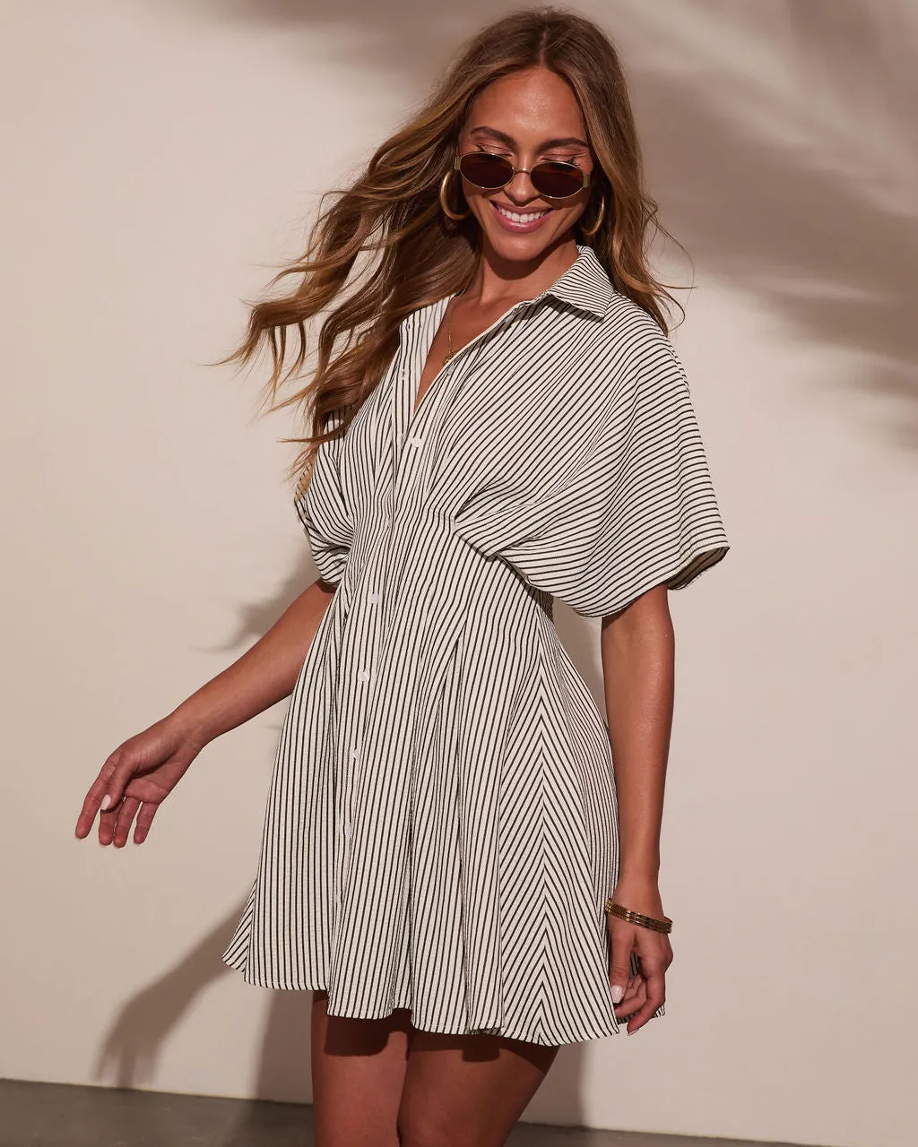 Annabelle Striped Mini Shirt Dress sold by Vici product image thumbnail 3