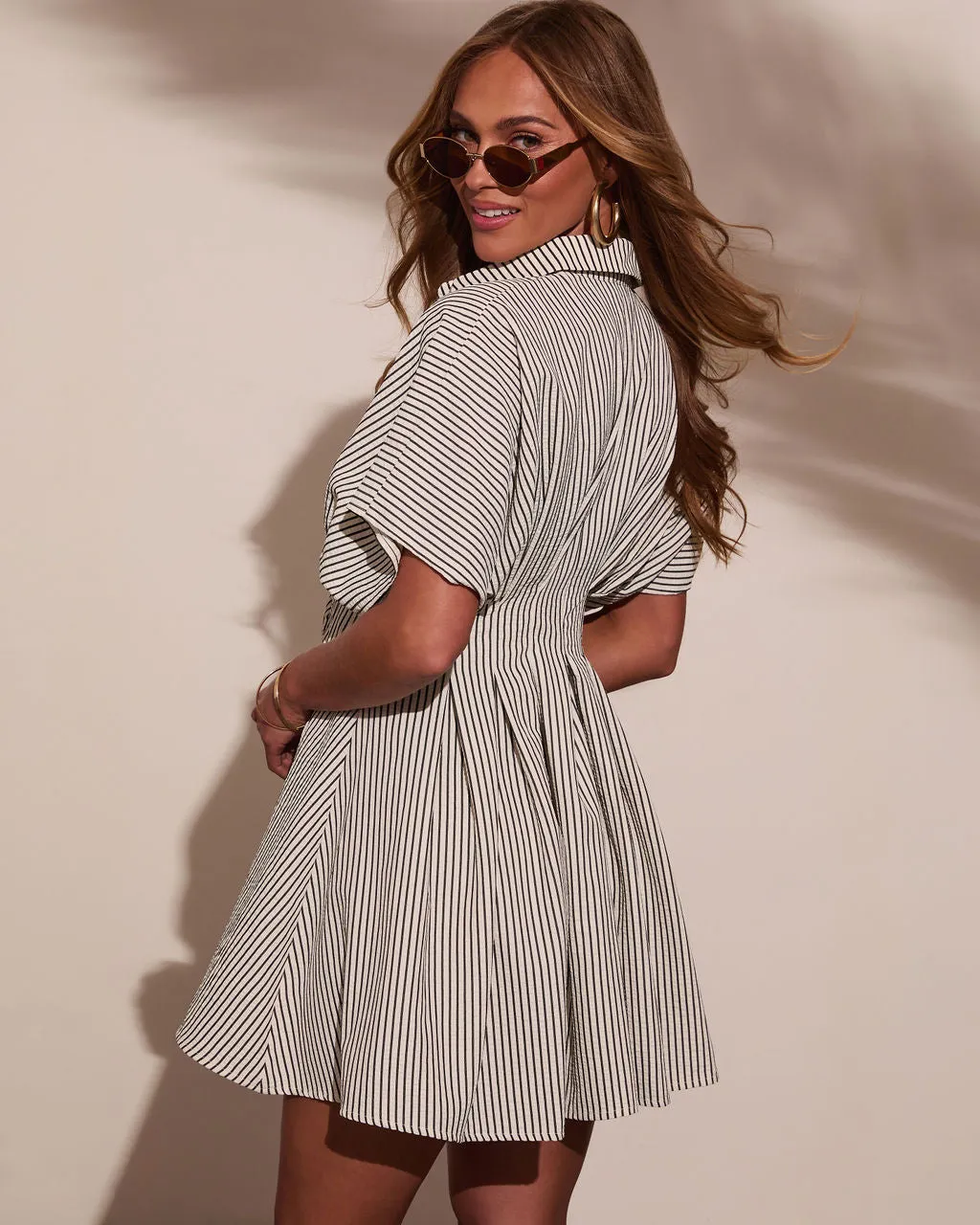 Annabelle Striped Mini Shirt Dress sold by Vici product image thumbnail 4
