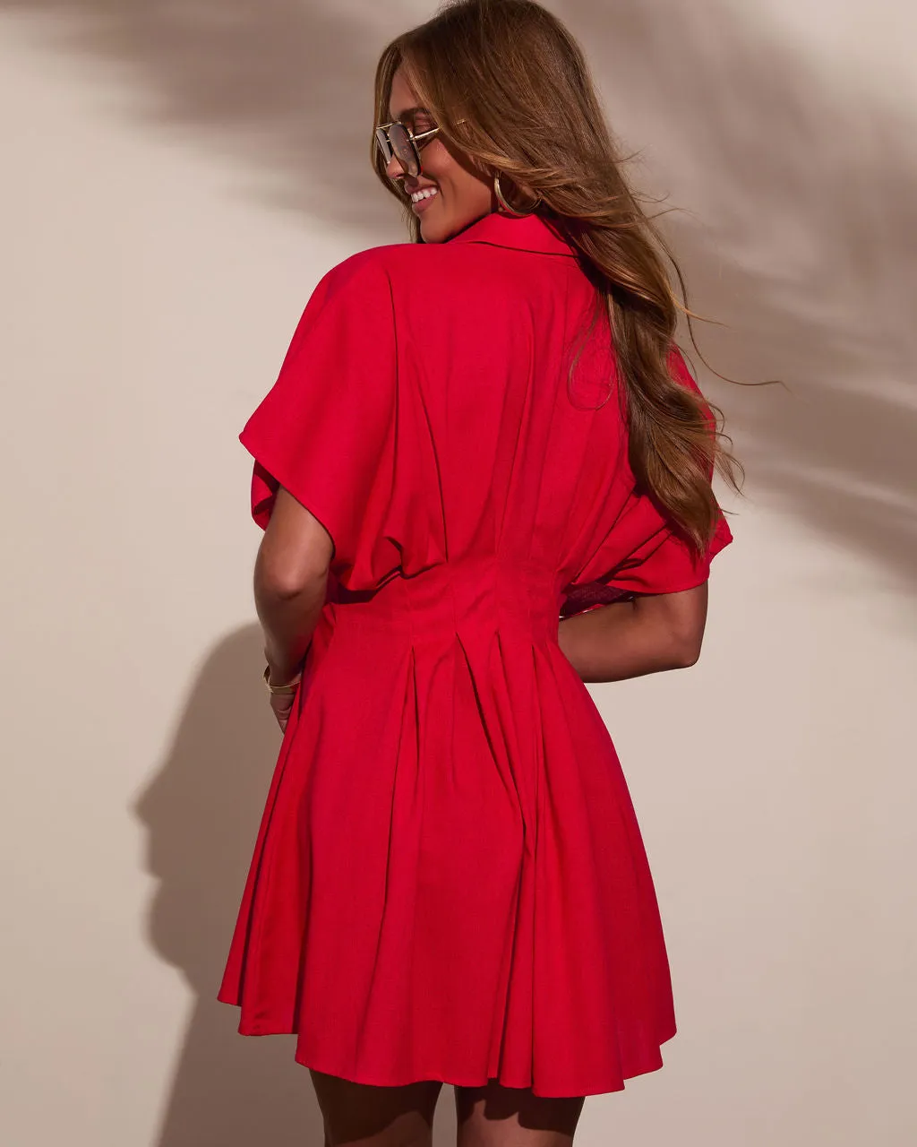 Stacie Pleated Mini Shirt Dress sold by Vici product image thumbnail 4