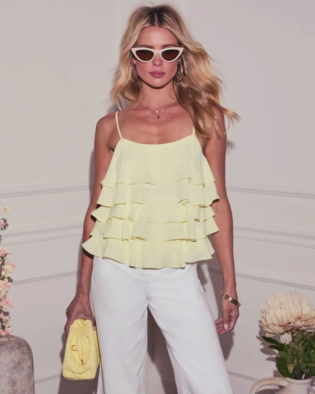Averie Tiered Ruffle Tank sold by Vici